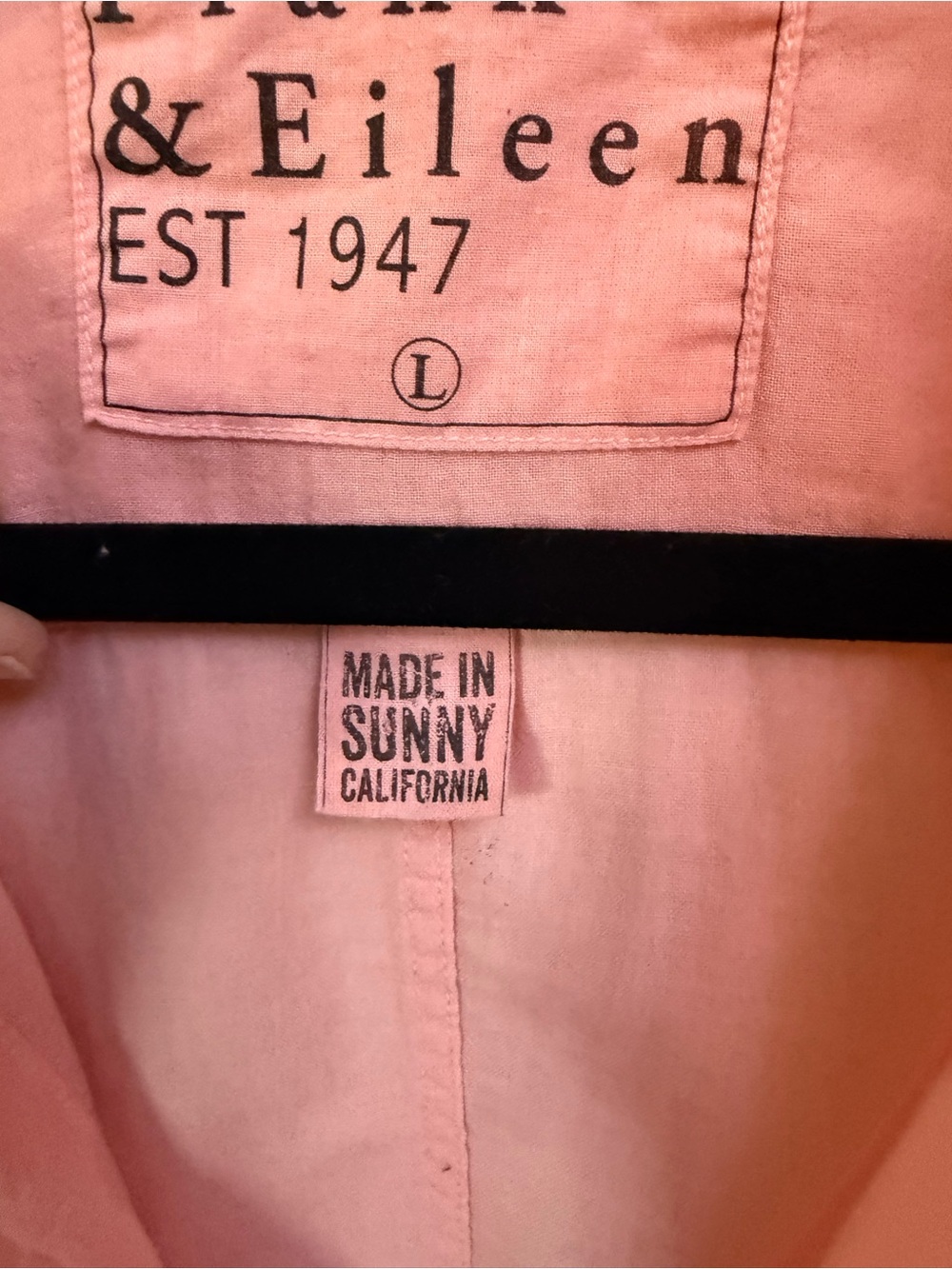 Frank & Eileen Barry Pink Button Front Shirt Size L Lightweight Cotton EUC - Picture 4 of 7